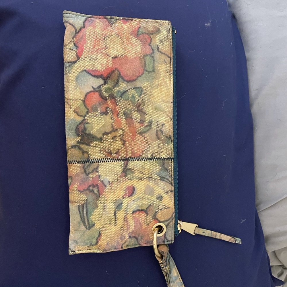 HOBO gold, glitter, floral clutch